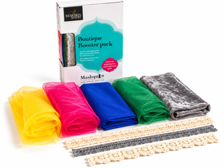 Mashquin Rainbow Kaleidoscope booster pack fabric set with colourful fabrics and lace trims