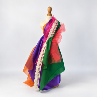 Outfit styled on a Mashquin mannequin using Candy Pop fabrics and trims