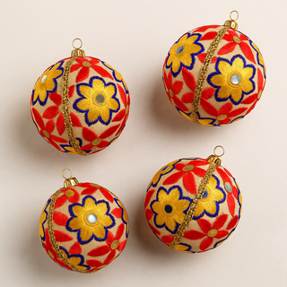 DIY Bauble Kit to create the Advik design with fabric panels, trims, and core bauble