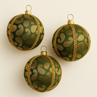 DIY Bauble Kit to create the Charu design with fabric panels, trims, and core bauble.