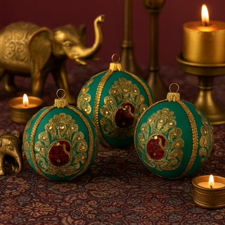 Himish baubles with brass elephant and candle holders