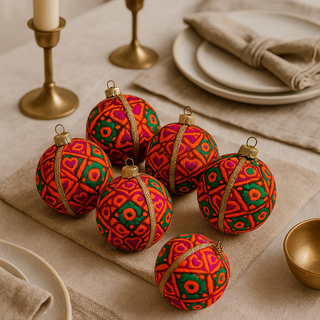 Mahika Bauble styled in a maximalist décor setting, colourful and sustainable design.