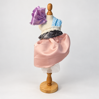 Outfit styled on a Mashquin mannequin using Sherbet Swirl pastel fabrics and trims