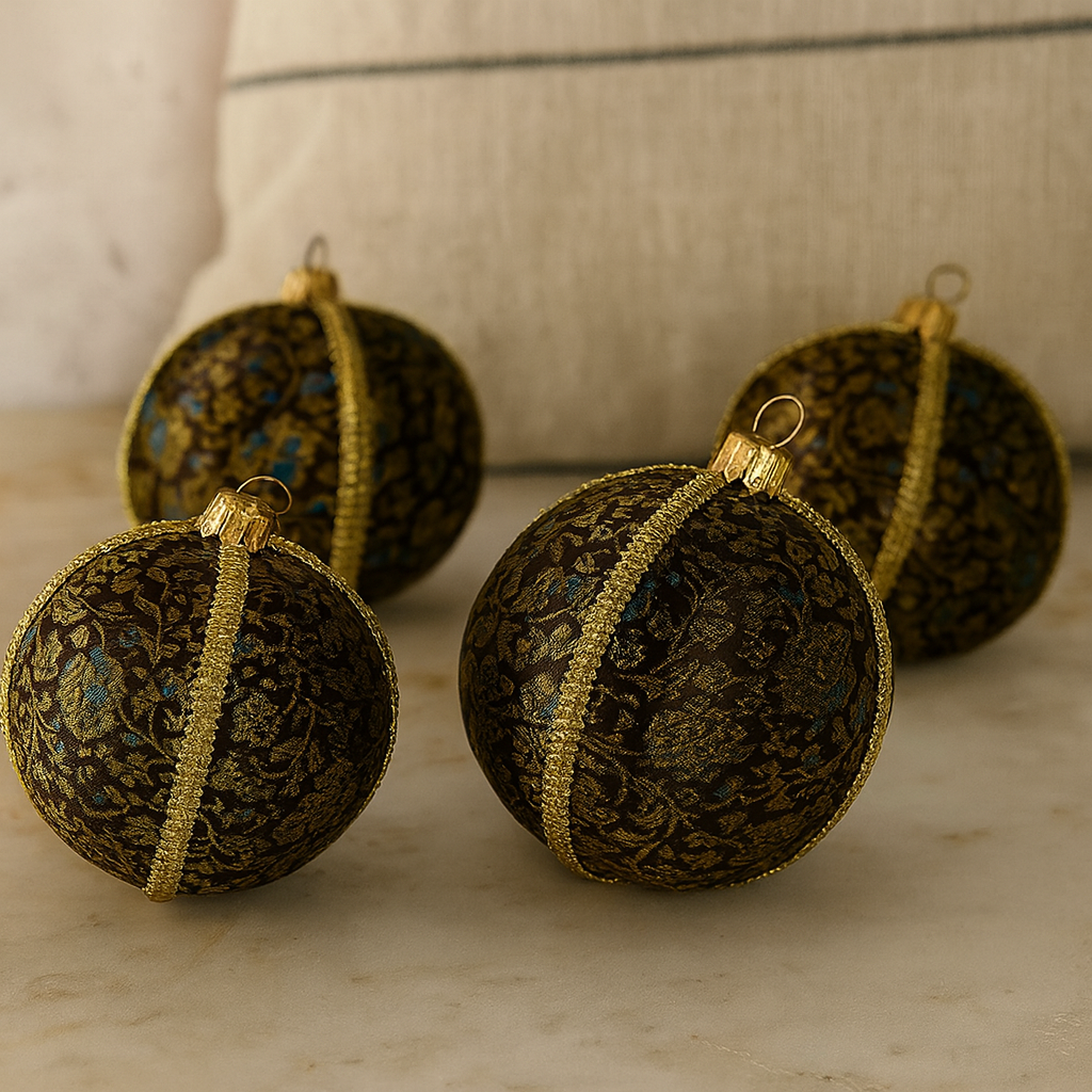 Neena Bauble shown as an exclusive finished handmade ornament, crafted in the UK.
